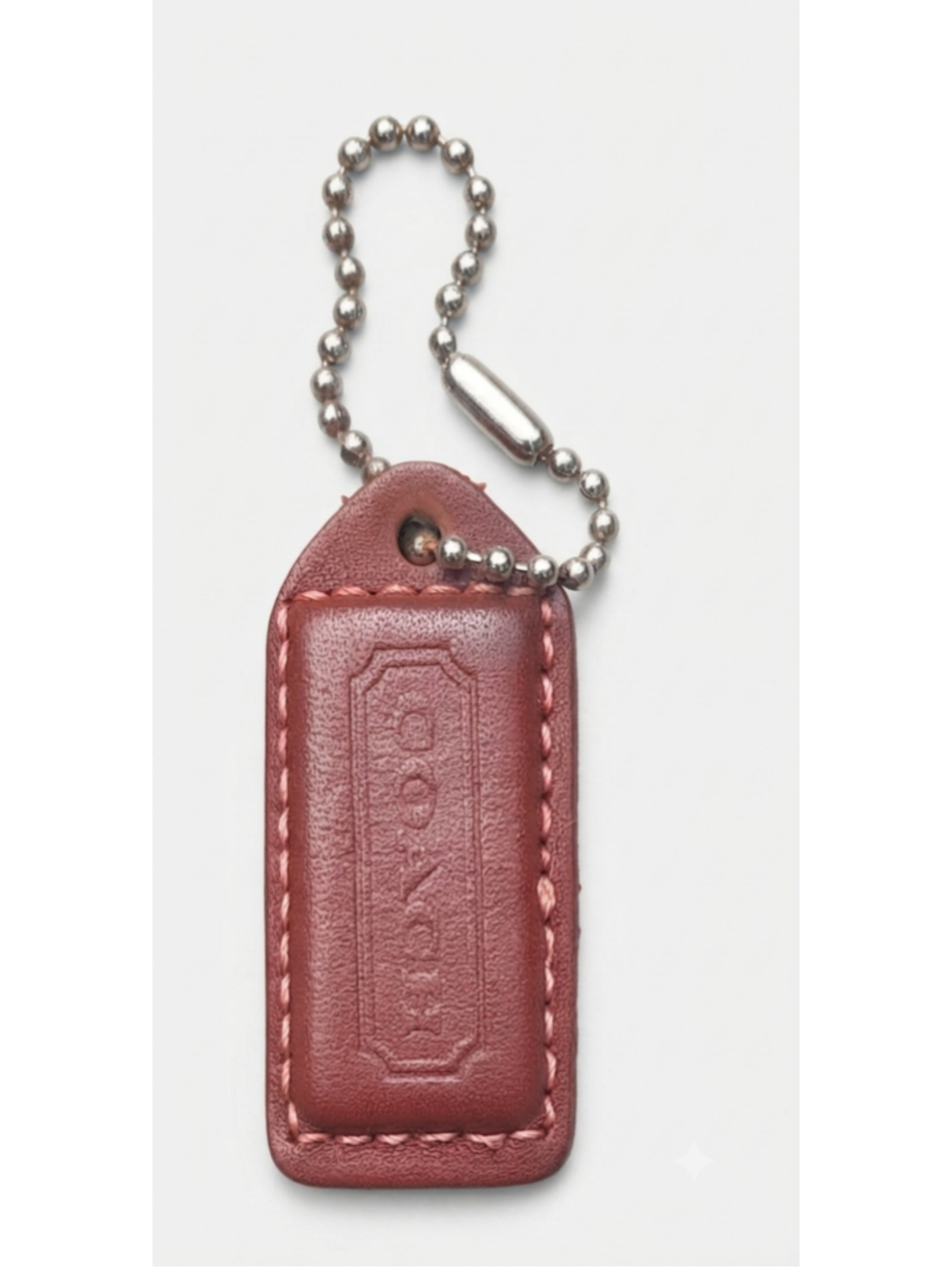 Coach Burgandy/Red Leather hangtag bag charm '2x'1